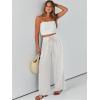 imageCaracilia Women Wide Leg Palazzo Pants Summer High Waist Flowy Casual Trousers Loose Lounge Beach Travel Vacation ClothesWhite
