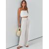 imageCaracilia Women Wide Leg Palazzo Pants Summer High Waist Flowy Casual Trousers Loose Lounge Beach Travel Vacation ClothesWhite