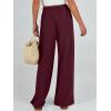 imageCaracilia Women Wide Leg Palazzo Pants Summer High Waist Flowy Casual Trousers Loose Lounge Beach Travel Vacation ClothesWine Red