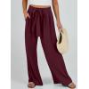 imageCaracilia Women Wide Leg Palazzo Pants Summer High Waist Flowy Casual Trousers Loose Lounge Beach Travel Vacation ClothesWine Red