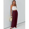 imageCaracilia Women Wide Leg Palazzo Pants Summer High Waist Flowy Casual Trousers Loose Lounge Beach Travel Vacation ClothesWine Red