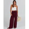 imageCaracilia Women Wide Leg Palazzo Pants Summer High Waist Flowy Casual Trousers Loose Lounge Beach Travel Vacation ClothesWine Red