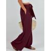 imageCaracilia Women Wide Leg Palazzo Pants Summer High Waist Flowy Casual Trousers Loose Lounge Beach Travel Vacation ClothesWine Red