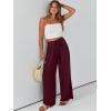 imageCaracilia Women Wide Leg Palazzo Pants Summer High Waist Flowy Casual Trousers Loose Lounge Beach Travel Vacation ClothesWine Red