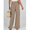 imageCaracilia Women Wide Leg Palazzo Pants Summer High Waist Flowy Casual Trousers Loose Lounge Beach Travel Vacation ClothesYellow Khaki