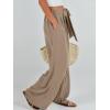 imageCaracilia Women Wide Leg Palazzo Pants Summer High Waist Flowy Casual Trousers Loose Lounge Beach Travel Vacation ClothesYellow Khaki