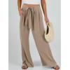 imageCaracilia Women Wide Leg Palazzo Pants Summer High Waist Flowy Casual Trousers Loose Lounge Beach Travel Vacation ClothesYellow Khaki