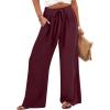 imageCaracilia Women Wide Leg Palazzo Pants Summer High Waist Flowy Casual Trousers Loose Lounge Beach Travel Vacation ClothesWine Red