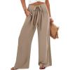 imageCaracilia Women Wide Leg Palazzo Pants Summer High Waist Flowy Casual Trousers Loose Lounge Beach Travel Vacation ClothesYellow Khaki