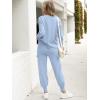 imageCaracilia Womens Two Piece Outfits Sweater Sets Long Sleeve Knit Tops Matching Cargo Jogger Pants 2025 Fall Lounge SetsSky Blue
