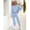 imageCaracilia Womens Two Piece Outfits Sweater Sets Long Sleeve Knit Tops Matching Cargo Jogger Pants 2025 Fall Lounge SetsSky Blue