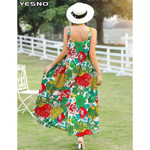 YESNO Maxi Dress for Women with Pockets Boho Summer Dress with Wide Adjustable Buttoned Strap E96E96 as Picture10