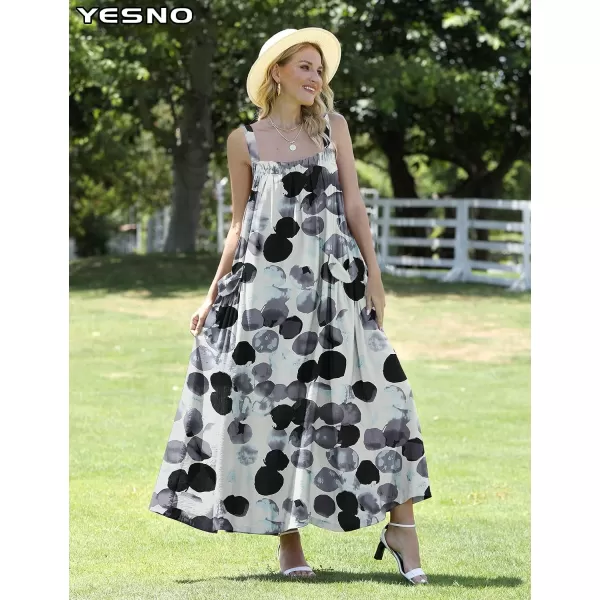 YESNO Maxi Dress for Women with Pockets Boho Summer Dress with Wide Adjustable Buttoned Strap E96E96 as Picture103 R