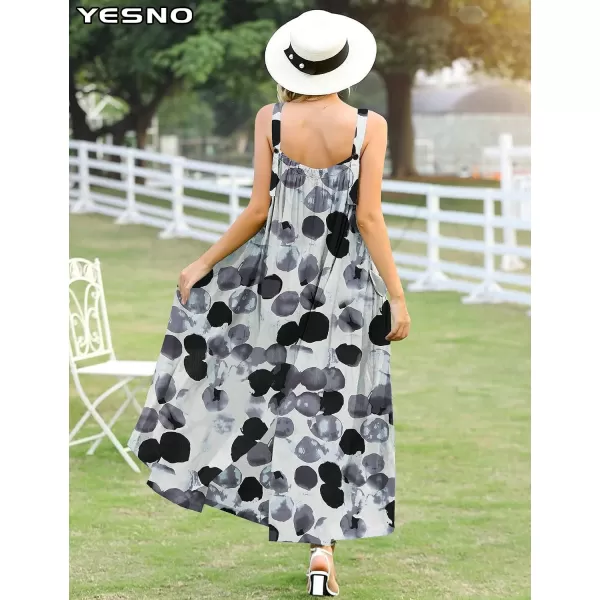 YESNO Maxi Dress for Women with Pockets Boho Summer Dress with Wide Adjustable Buttoned Strap E96E96 as Picture103 R