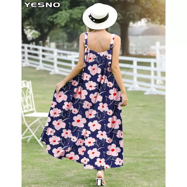 YESNO Maxi Dress for Women with Pockets Boho Summer Dress with Wide Adjustable Buttoned Strap E96E96 as Picture154