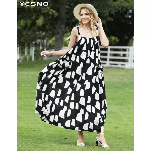 YESNO Maxi Dress for Women with Pockets Boho Summer Dress with Wide Adjustable Buttoned Strap E96E96 as Picture162