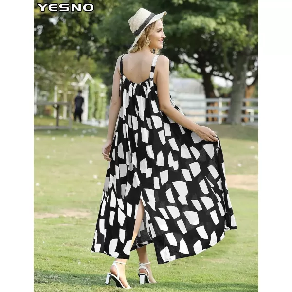 YESNO Maxi Dress for Women with Pockets Boho Summer Dress with Wide Adjustable Buttoned Strap E96E96 as Picture162