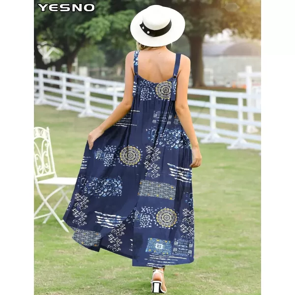 YESNO Maxi Dress for Women with Pockets Boho Summer Dress with Wide Adjustable Buttoned Strap E96E96 as Picture176