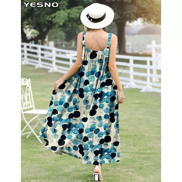 YESNO Maxi Dress for Women with Pockets Boho Summer Dress with Wide Adjustable Buttoned Strap E96E96 as Picture74