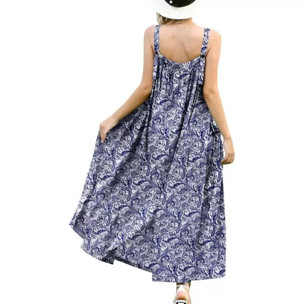 YESNO Maxi Dress for Women with Pockets Boho Summer Dress with Wide Adjustable Buttoned Strap E96E96 as Picture148