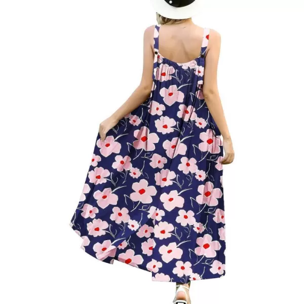 YESNO Maxi Dress for Women with Pockets Boho Summer Dress with Wide Adjustable Buttoned Strap E96E96 as Picture154