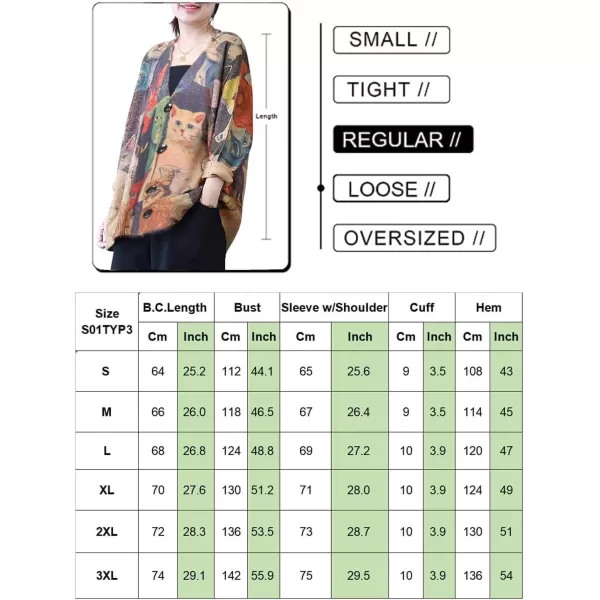 YESNO Cardigan Sweaters for Women Open Front Sweater Graphic V Neck Knit Tops with Pockets S01TYP3Multicolor