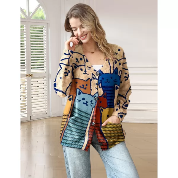 YESNO Cardigan Sweaters for Women Open Front Sweater Graphic V Neck Knit Tops with Pockets S01TYP3Y S01 as Picture64 Cardigan V Neck