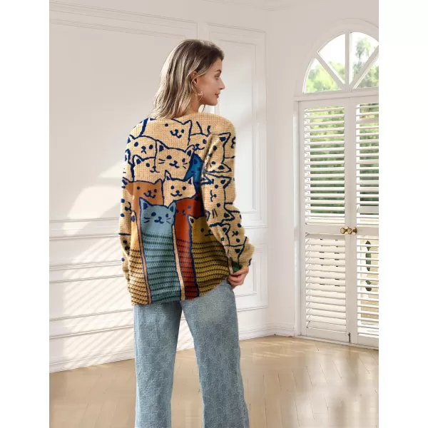 YESNO Cardigan Sweaters for Women Open Front Sweater Graphic V Neck Knit Tops with Pockets S01TYP3Y S01 as Picture64 Cardigan V Neck