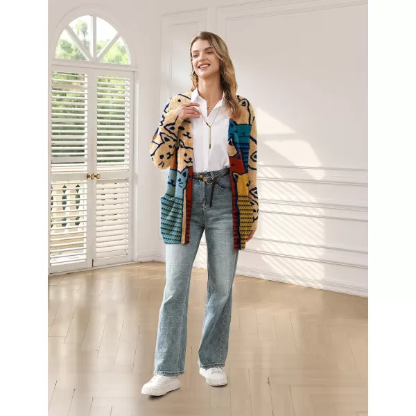 YESNO Cardigan Sweaters for Women Open Front Sweater Graphic V Neck Knit Tops with Pockets S01TYP3Y S01 as Picture64 Cardigan V Neck