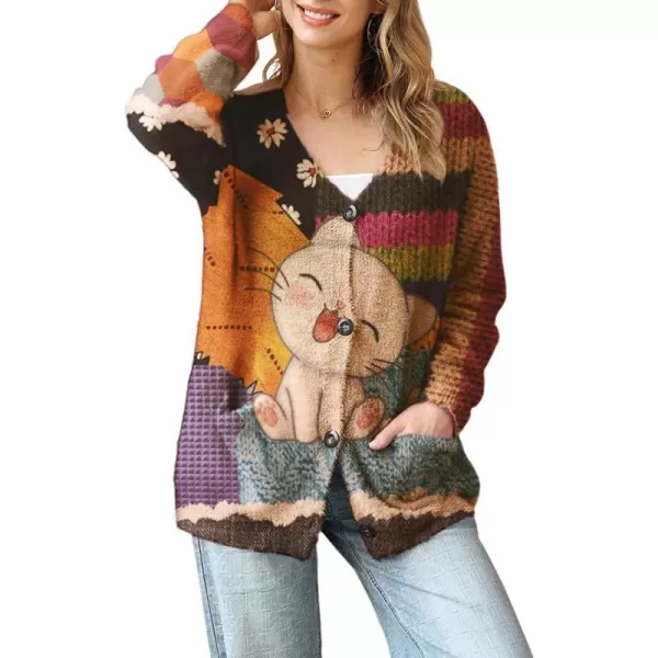 YESNO Cardigan Sweaters for Women Open Front Sweater Graphic V Neck Knit Tops with Pockets S01TYP3Y S01 Cr103 Cardigan V Neck