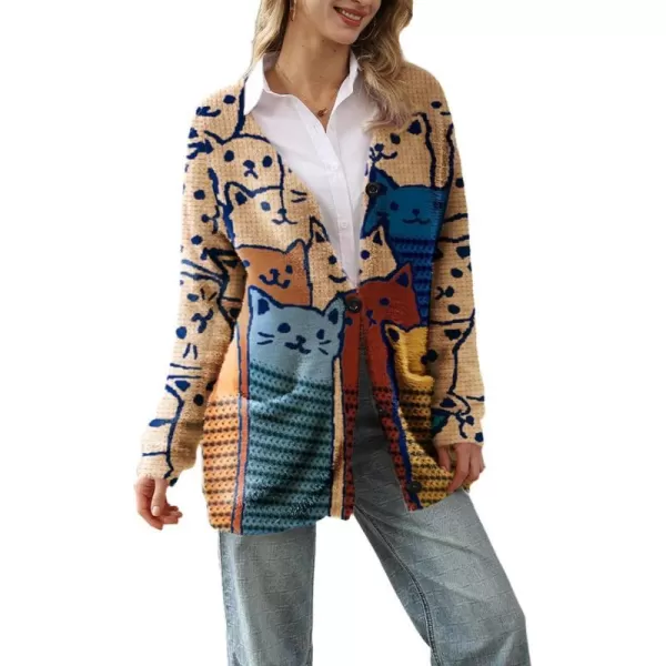 YESNO Cardigan Sweaters for Women Open Front Sweater Graphic V Neck Knit Tops with Pockets S01TYP3Y S01 as Picture64 Cardigan V Neck