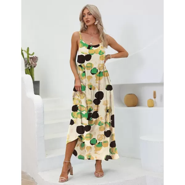 YESNO Summer Dresses for Women Casual Loose Bohemian Floral Dress with Pockets Spaghetti Strap Maxi Dress E75As Picture105 R