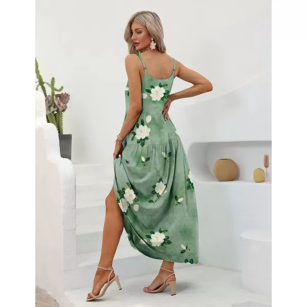 YESNO Summer Dresses for Women Casual Loose Bohemian Floral Dress with Pockets Spaghetti Strap Maxi Dress E75As Picture19 R