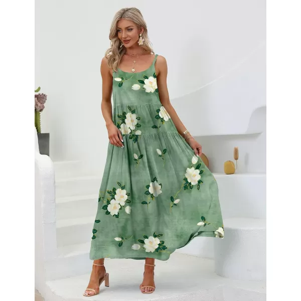 YESNO Summer Dresses for Women Casual Loose Bohemian Floral Dress with Pockets Spaghetti Strap Maxi Dress E75As Picture19 R