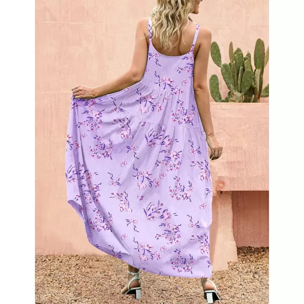 YESNO Summer Dresses for Women Casual Loose Bohemian Floral Dress with Pockets Spaghetti Strap Maxi Dress E75As Picture305