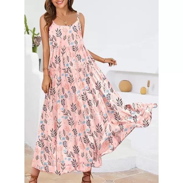 YESNO Summer Dresses for Women Casual Loose Bohemian Floral Dress with Pockets Spaghetti Strap Maxi Dress E75As Picture309