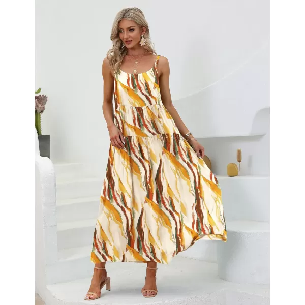 YESNO Summer Dresses for Women Casual Loose Bohemian Floral Dress with Pockets Spaghetti Strap Maxi Dress E75As Picture312