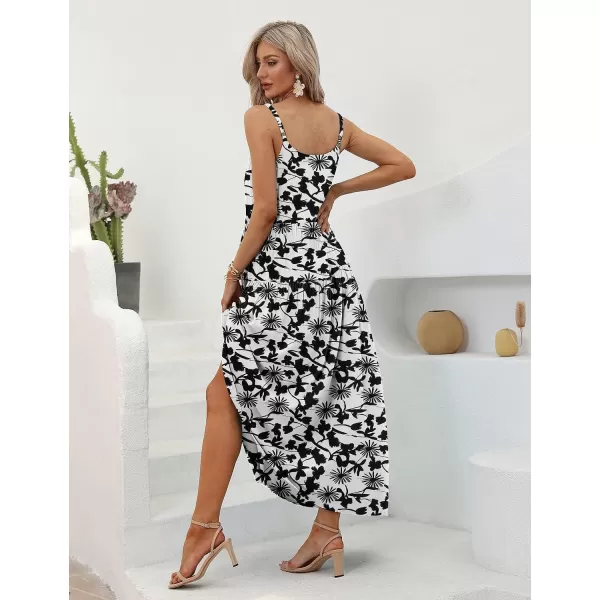 YESNO Summer Dresses for Women Casual Loose Bohemian Floral Dress with Pockets Spaghetti Strap Maxi Dress E75As Picture315 R