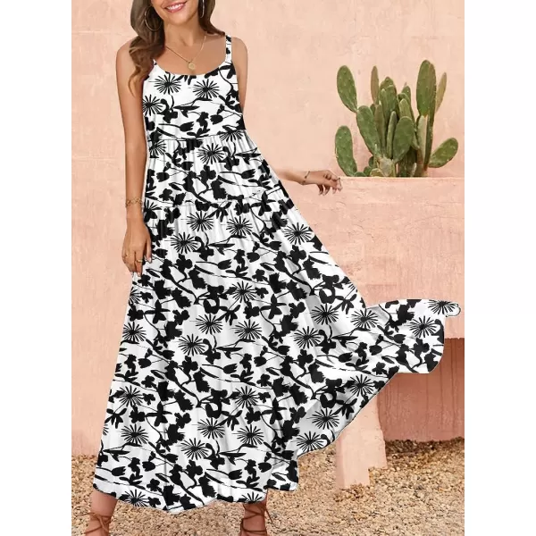 YESNO Summer Dresses for Women Casual Loose Bohemian Floral Dress with Pockets Spaghetti Strap Maxi Dress E75As Picture315 R