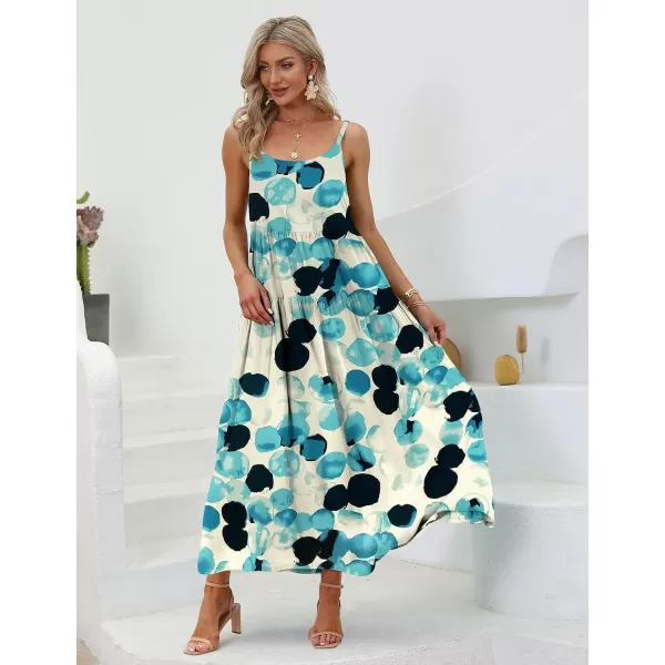 YESNO Summer Dresses for Women Casual Loose Bohemian Floral Dress with Pockets Spaghetti Strap Maxi Dress E75As Picture74 R