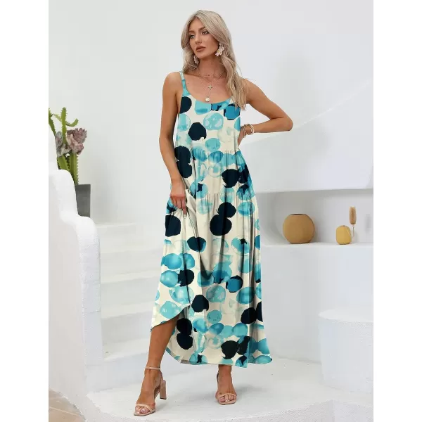 YESNO Summer Dresses for Women Casual Loose Bohemian Floral Dress with Pockets Spaghetti Strap Maxi Dress E75As Picture74 R