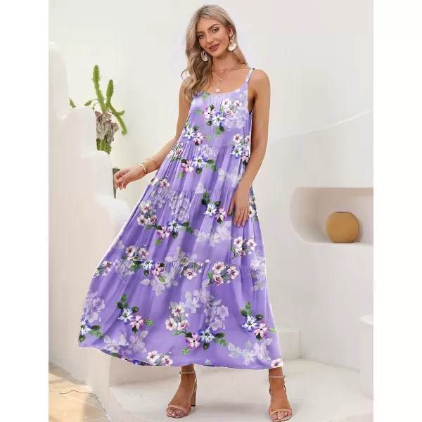 YESNO Summer Dresses for Women Casual Loose Bohemian Floral Dress with Pockets Spaghetti Strap Maxi Dress E75B  Floral 374