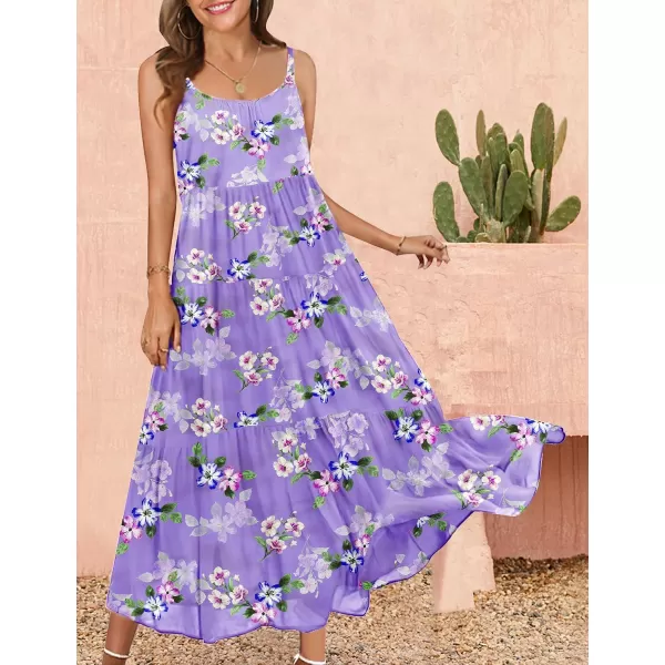 YESNO Summer Dresses for Women Casual Loose Bohemian Floral Dress with Pockets Spaghetti Strap Maxi Dress E75B  Floral 374