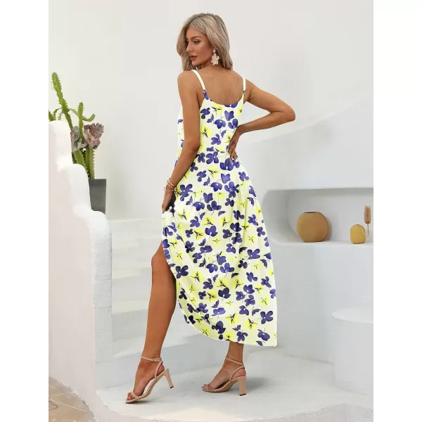 YESNO Summer Dresses for Women Casual Loose Bohemian Floral Dress with Pockets Spaghetti Strap Maxi Dress E75B  Floral 375