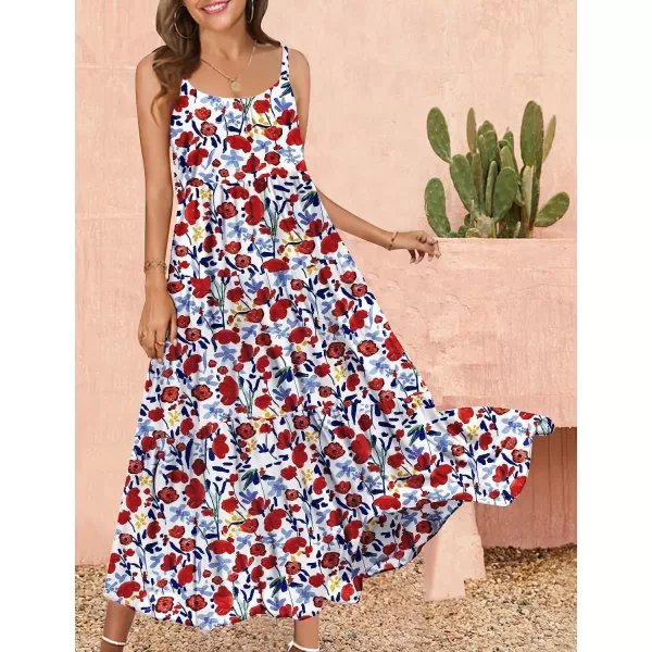 YESNO Summer Dresses for Women Casual Loose Bohemian Floral Dress with Pockets Spaghetti Strap Maxi Dress E75B  Floral 410