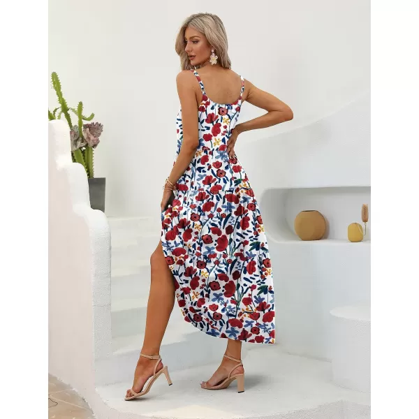 YESNO Summer Dresses for Women Casual Loose Bohemian Floral Dress with Pockets Spaghetti Strap Maxi Dress E75B  Floral 410