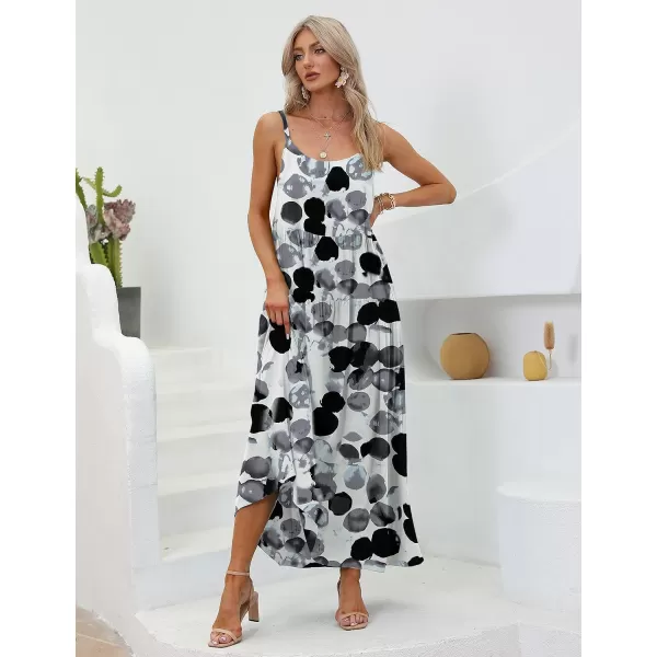 YESNO Summer Dresses for Women Casual Loose Bohemian Floral Dress with Pockets Spaghetti Strap Maxi Dress E75Floral 103