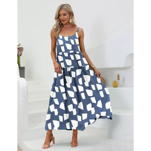 YESNO Summer Dresses for Women Casual Loose Bohemian Floral Dress with Pockets Spaghetti Strap Maxi Dress E75Floral 124