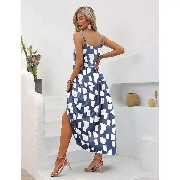 YESNO Summer Dresses for Women Casual Loose Bohemian Floral Dress with Pockets Spaghetti Strap Maxi Dress E75Floral 124