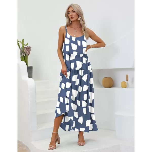 YESNO Summer Dresses for Women Casual Loose Bohemian Floral Dress with Pockets Spaghetti Strap Maxi Dress E75Floral 124